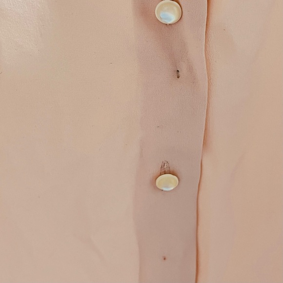 VINTAGE The Silk Farm 100% Silk Lace-Accented Blouse in Soft Peach - Picture 9 of 9